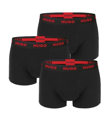 HUGO - boxerky 3PACK cotton stretch black with modern red logo waist - limitovaná fashion edícia (HUGO BOSS)-M (83-89 cm)