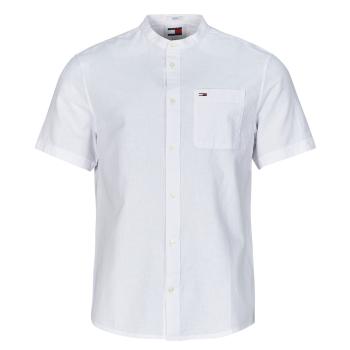 Tommy Jeans  TJM REG MAO LINEN BLEND SS SHIRT  Košele s krátkym rukávom Biela