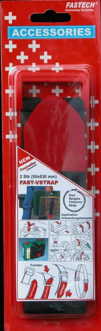FASTECH® 906-330C pásik so suchým zipsom s popruhom háčiková a flaušová časť (d x š) 630 mm x 50 mm čierna, červená 2 ks