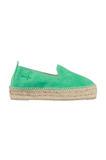 Semišové espadrilky Manebi Double Sole Espadrilles zelená farba, na platforme, R 3.5 D0