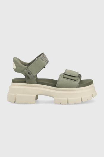 Sandále UGG Ashton Ankle dámske, zelená farba, na platforme, 1136764