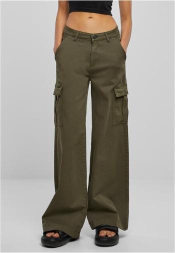 Urban Classics Ladies High Waist Wide Leg Twill Cargo Pants olive - 33