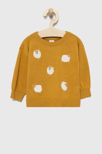 Detský bavlnený sveter GAP žltá farba
