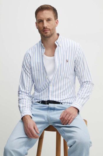 Bavlnená košeľa Polo Ralph Lauren pánska, biela farba, slim, s golierom button-down, 710944615