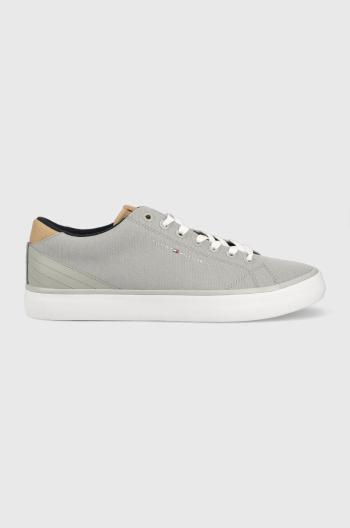 Tenisky Tommy Hilfiger TH HI VULC CORE LOW pánske, šedá farba, FM0FM04685