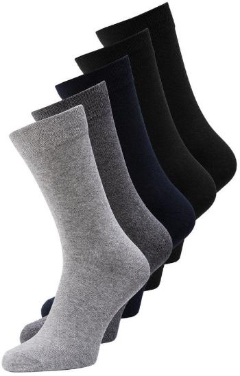 Jack&Jones 5 PACK - pánske ponožky JACJENS 12113085 Dark Grey Melange