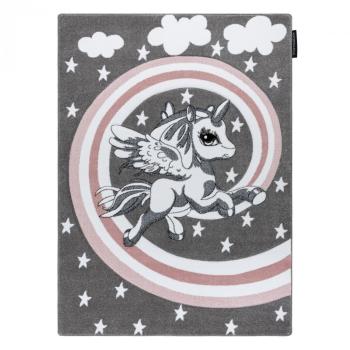 Detský koberec PETIT - Jednorožec - sivý Unicorn rug - grey 120 x 170 cm
