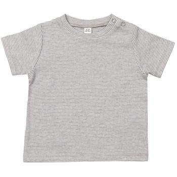 Babybugz Pásikavé dojčenské tričko - Biela / šedý melír | 6-12 mesiacov