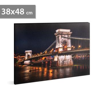 LED obrázok na stenu - "Reťazový most" -  2 x AA, 38 x 48 cm