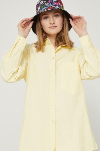 Košeľa Medicine dámska, žltá farba, regular, s klasickým golierom