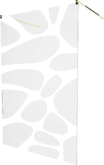MEXEN/S - KIOTO samostatne stojaca sprchová zástena 120 x 200 cm, transparent/biela vzor 8 mm, zlatá 800-120-002-50-97