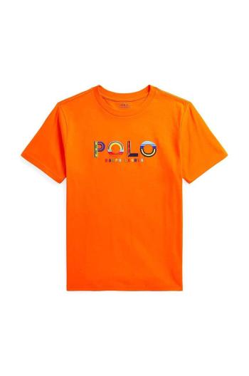 Detské bavlnené tričko Polo Ralph Lauren oranžová farba, s nášivkou