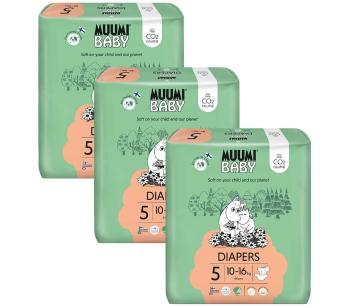 MUUMI Baby 5 Maxi+ 10-16 kg (132 ks), mesačné balenie eko plienok