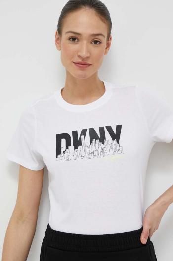 Bavlnené tričko Dkny biela farba