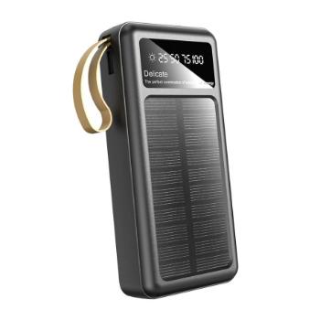 Dudao K18+ Solárny Power Bank 20000mAh USB / USB-C / Lightning / micro USB, čierny