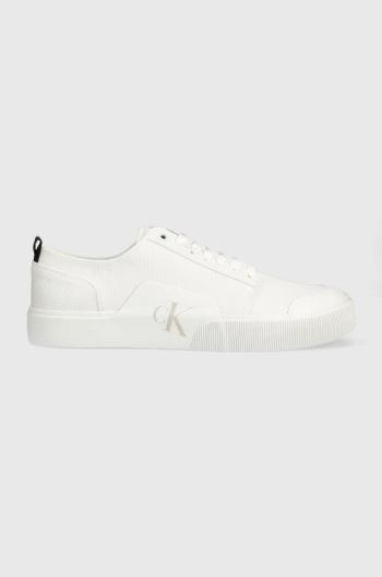 Tenisky Calvin Klein Jeans SKATER VULC LOW LACEUP BADGE pánske, biela farba