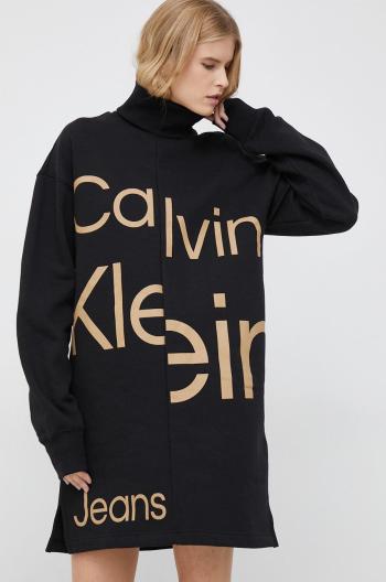 Šaty Calvin Klein Jeans čierna farba, mini, rovný strih