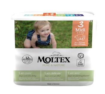 MOLTEX Pure & Nature Plienky Midi 4-9 kg - ekonomické balenie (4 x 33 ks)