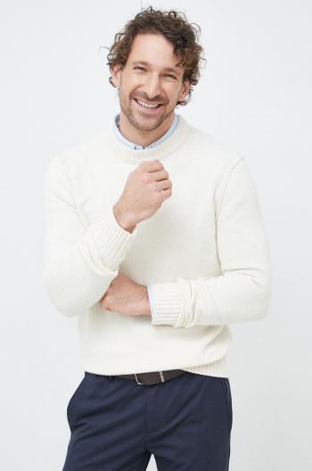 Vlnený sveter BOSS BOSS ORANGE pánsky, béžová farba