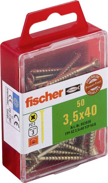 Fischer  653936 skrutka so zápustnou hlavou 3.5 mm 40 mm krížová dražka Pozidriv     glavanizované zinkom 50 ks