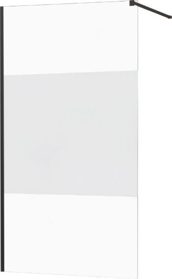 MEXEN/S - KIOTO Sprchová zástena WALK-IN 090x200 cm 8 mm, čierna, Transparent / matné sklo 800-090-101-70-35