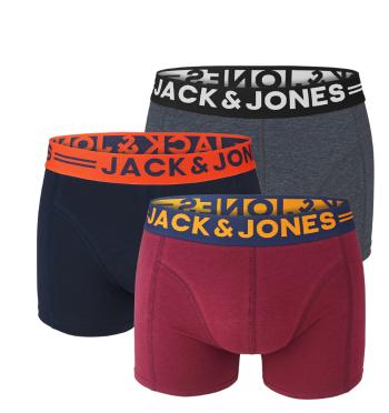 JACK & JONES - 3PACK burgundy boxerky z organickej bavlny s farebným pásom-M (81-86 cm)
