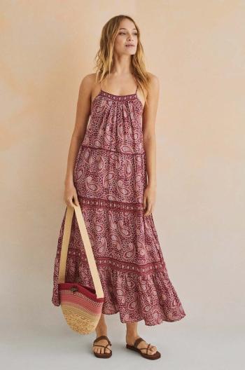 Šaty women'secret FOLK SUNSET fialová farba, maxi, oversize, 5545133