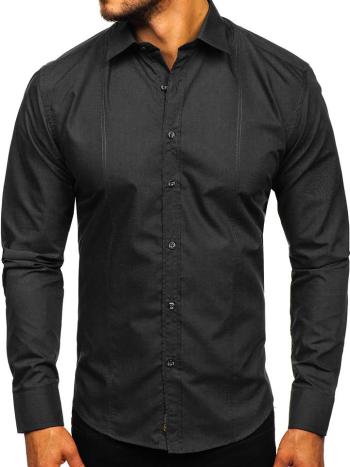 Čierna pánska elegantná košeľa s dlhými rukávmi Bolf 4705G