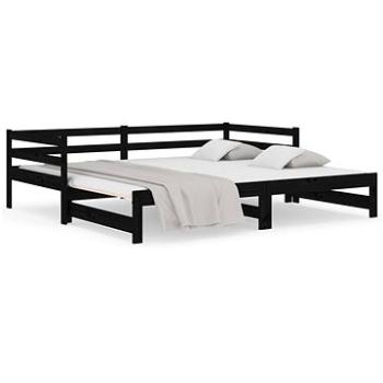Výsuvná posteľ čierna 2× (90 × 190) cm masívna borovica, 814658