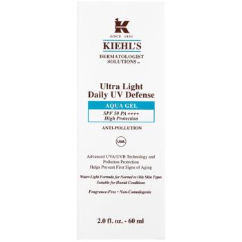 Kiehl's Dermatologist Solutions Ultra Light Daily UV Defense Aqua Gel SPF 50 PA++++ ultraľahký ochranný fluid pre všetky typy pleti vrátane citlivej S