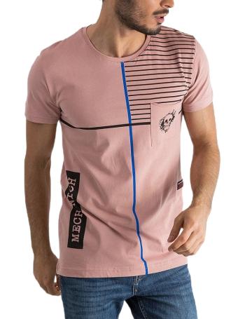 Ružové pánske tričko s potlačou vel. S