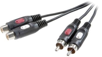 SpeaKa Professional SP-7870208 cinch audio predlžovací kábel [2x cinch zástrčka - 2x cinch zásuvka] 10.00 m čierna
