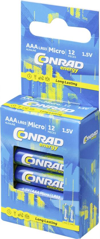 Conrad energy LR03 mikrotužková batérie typu AAA  alkalicko-mangánová 1300 mAh 1.5 V 12 ks