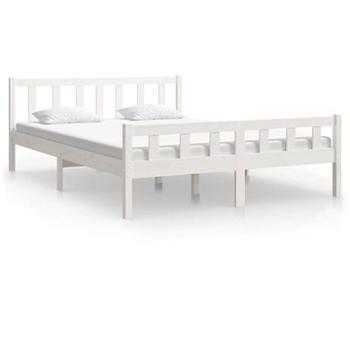 Rám postele biely masívne drevo 150 × 200 cm King Size, 810685
