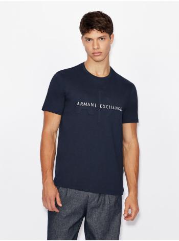 Tmavomodré pánske tričko s potlačou Armani Exchange