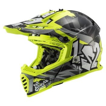 Juniorská moto prilba LS2 MX437J Fast Evo Mini Crusher Farba Black Yellow, Veľkosť L (50-51)