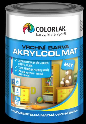 COLORLAK AKRYLCOL MAT V2045 - Matná vodou riediteľná vrchná farba C1000 - biela 0,6 L