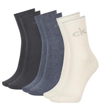 CALVIN KLEIN - 3PACK crystal logo blue combo ponožky v darčekovom balení-UNI