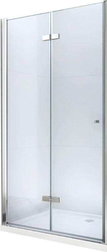 MEXEN - LIMA skladacie dvere 85x190 cm 6mm, chróm, transparent so stenovým profilom 856-085-000-01-00