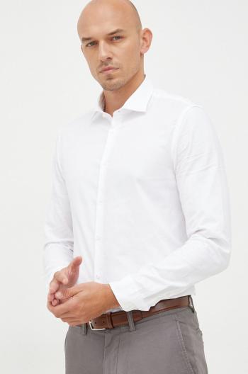 Bavlnená košeľa Manuel Ritz pánska, biela farba, regular, s klasickým golierom