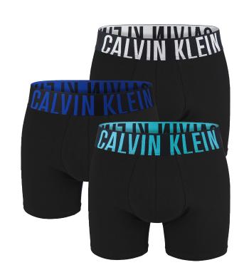 CALVIN KLEIN - boxerky 3PACK Intense power classic black with blue color waist - limitovana edicia-M (81-86 cm)