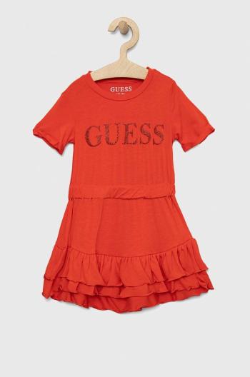 Dievčenské šaty Guess červená farba, midi, áčkový strih