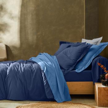 Blancheporte Jednofarebná posteľná súprava zn. Colombine z bavlny nám.modrá obliečka na prikrývku140x200cm
