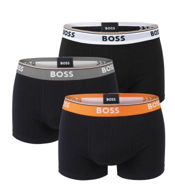 BOSS - boxerky 3PACK cotton stretch black with orange color & gray combo waist - limitovaná fashion edícia (HUGO BOSS)-M (83-89 cm)