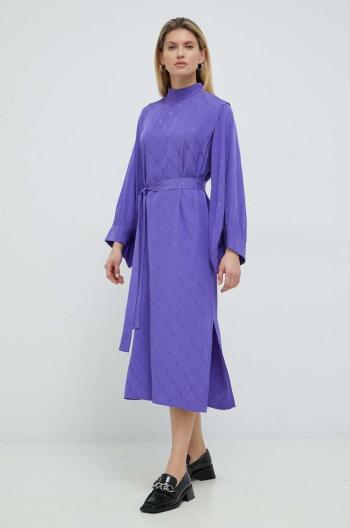 Šaty Gestuz fialová farba, midi, oversize