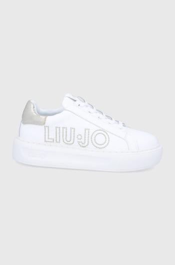 Kožená obuv Liu Jo biela farba, na platforme