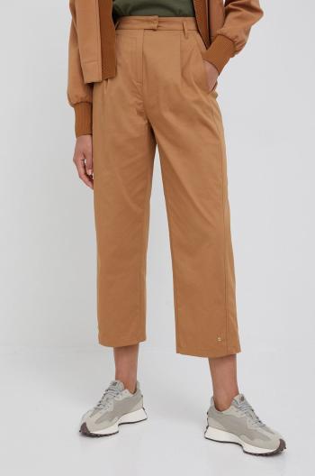 Nohavice Sisley dámske, hnedá farba, široké, vysoký pás