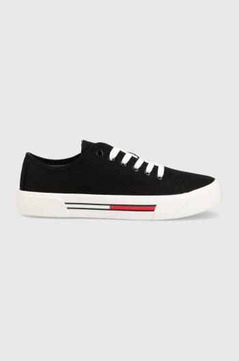 Tenisky Tommy Jeans LOW CUT WMNS CANVAS dámske, biela farba, EN0EN02085