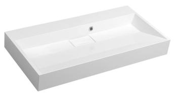 SAPHO - AMUR umývadlo vrátane krytu výpuste 90x46cm, liaty mramor, bez otvoru pre batériu, biela 55032-0