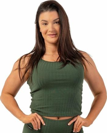 Nebbia Organic Cotton Ribbed Tank Top Dark Green M